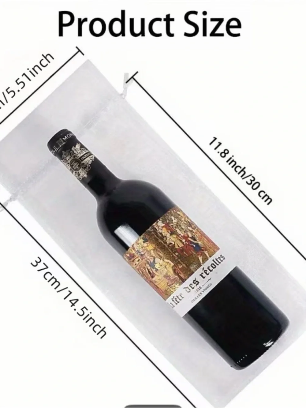 💕5/15💕Black Organza Wine Gift Bags Sheer Drawstring Pouches